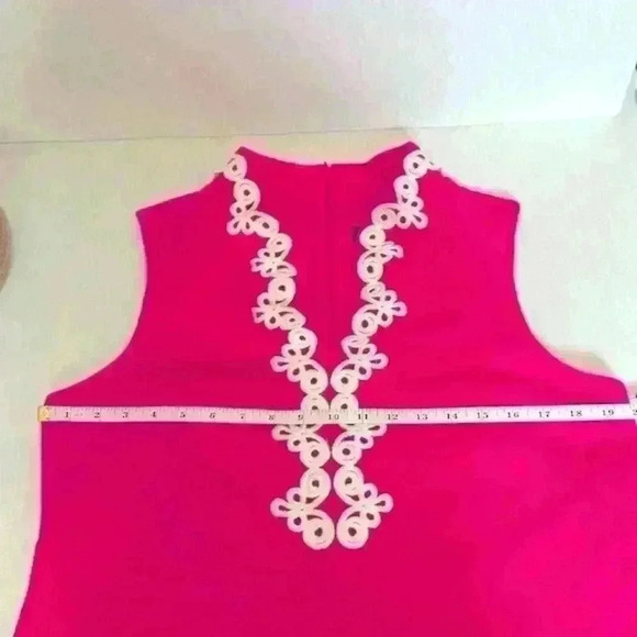 Vince Camuto NWT Appliqué Sleeveless Shift Dress Hot Pink & White Women Size 14 - Picture 8 of 13